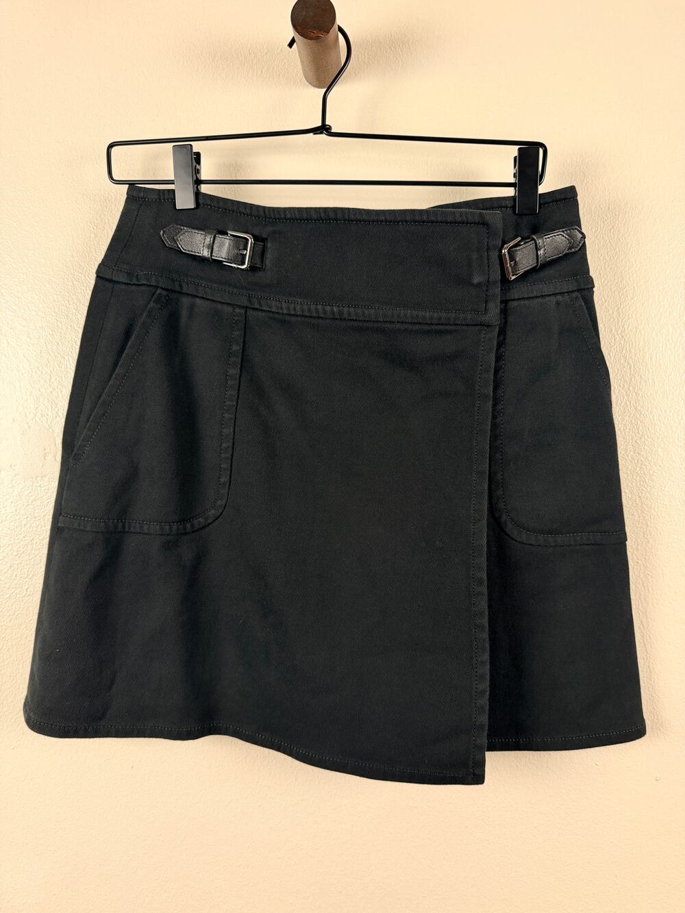 Ralph Lauren Utility Cargo Skirt Womens 6 Black Cotton Buckle Pocket Mini Y2K
